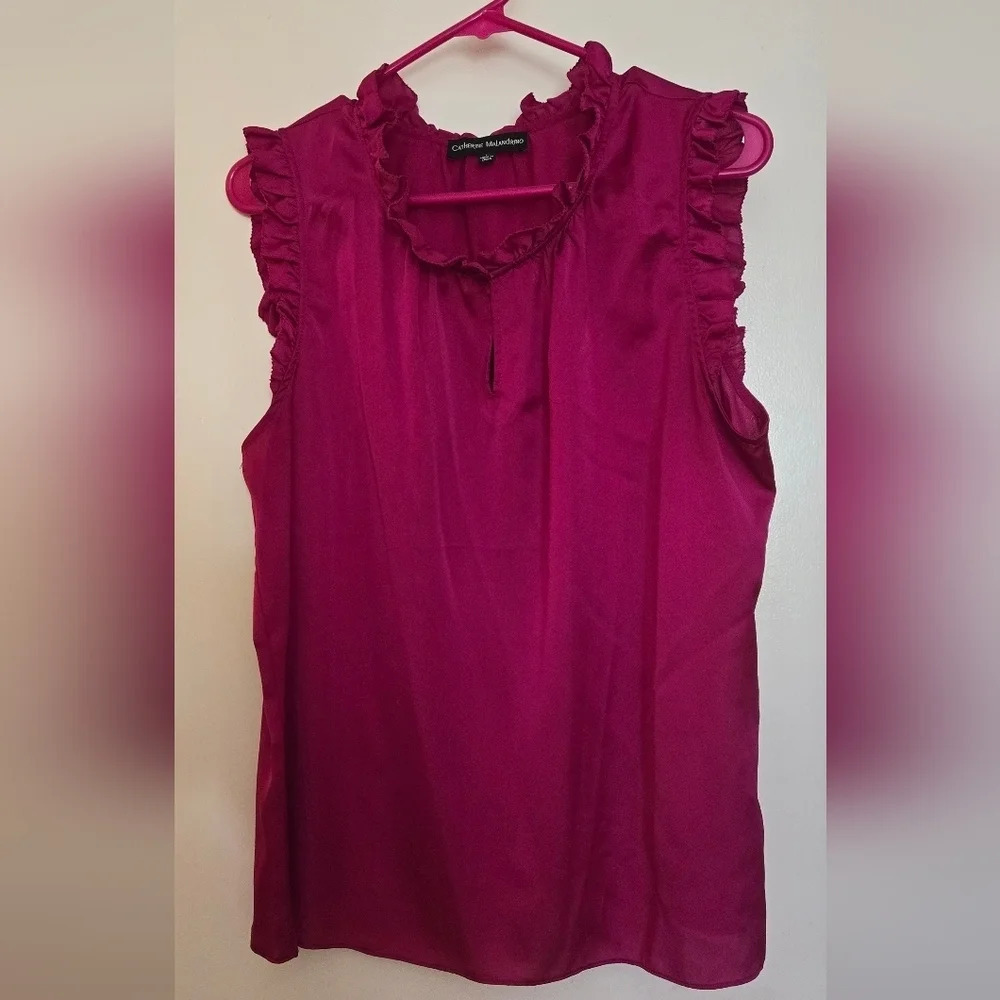 Catherine Malandrino Women's Blouse Ruffled Sleeves